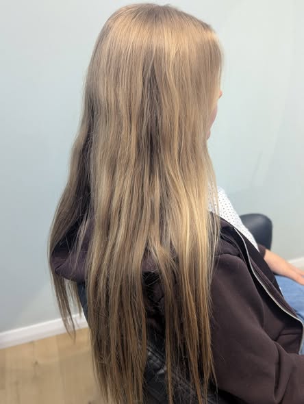 A full head of foils lightened through long hair